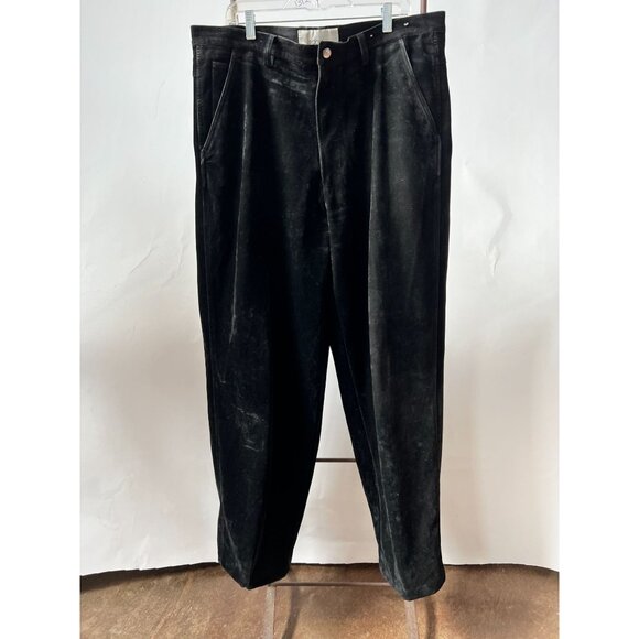 Black faux suede Pants By Virgola Uomo 40 100% Polyester Made In Korea - Picture 1 of 16